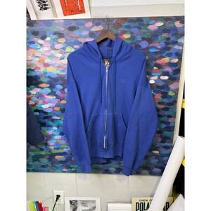 Vintage USA Olympic JCPenney Royal Blue Full Zip Hoodie Sweatshirt sun faded L